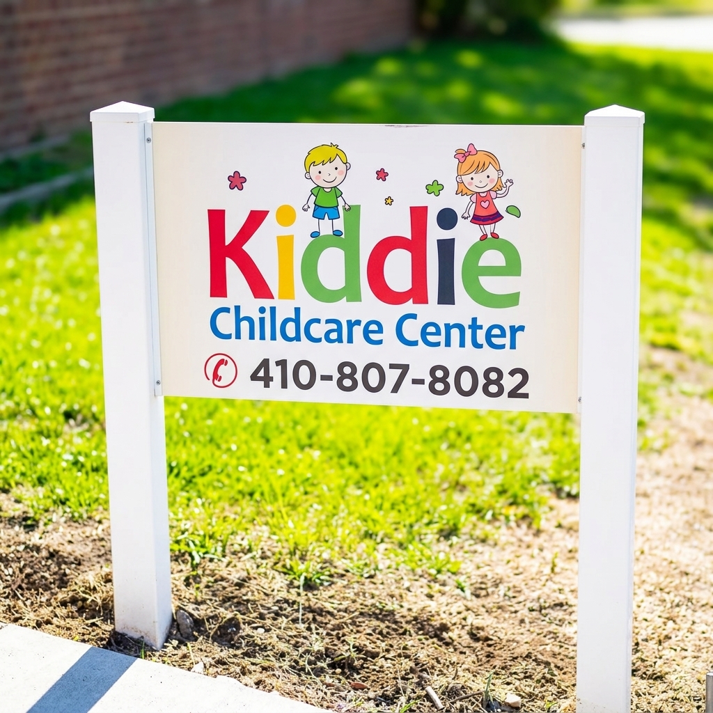 Kiddie Childcare Center Roadside Sign